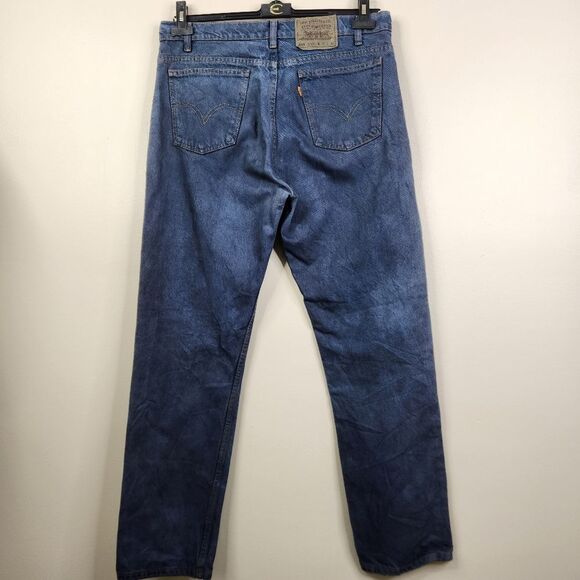 Vintage 90s Orange Tab 505 Levi's Regular Fit Straight Leg Jeans 36x32 - Picture 3 of 9